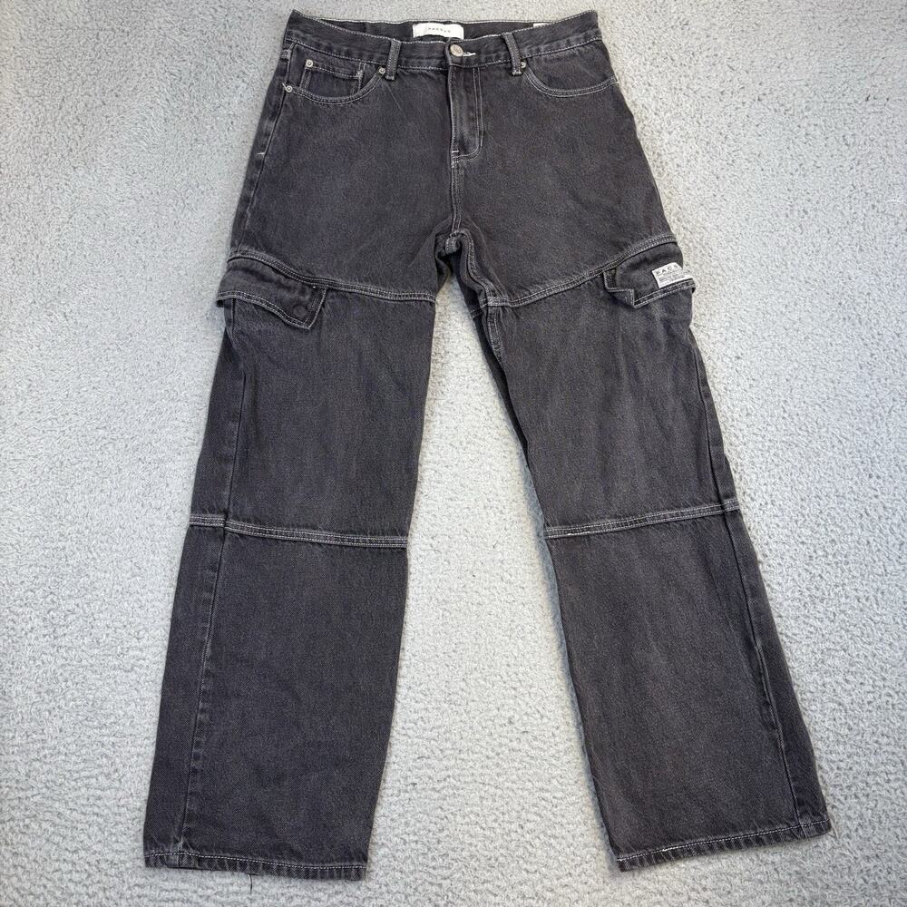 PacSun Jeans Men’s 31x32 Baggy Relaxed Black Faded Wash Cargo Grunge Punk Skate